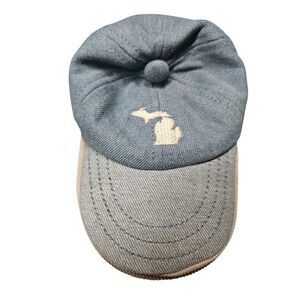 Robin Ruth Michigan Map Denim Baseball Cap Be Noticed Adjustable‎ Strap